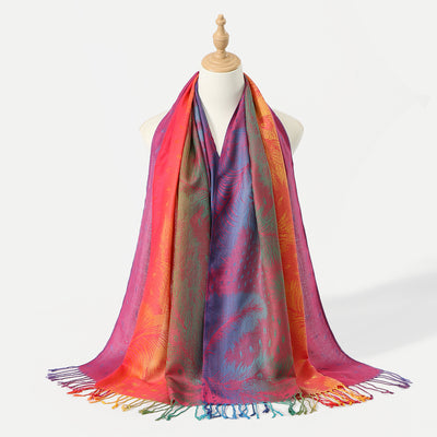Rebozo Étnico Degradado con Bordado Colorido y Borlas de Cachemira - Image 13