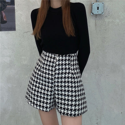 Shorts Cintura Alta Pata Ancha Cuadros Houndstooth - Image 10