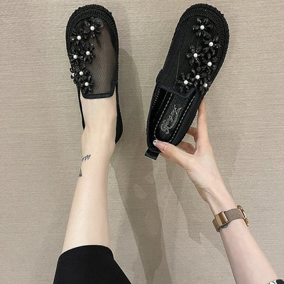 Zapato Casual Mujer Plano Malla Strass Punta Redonda - Image 14