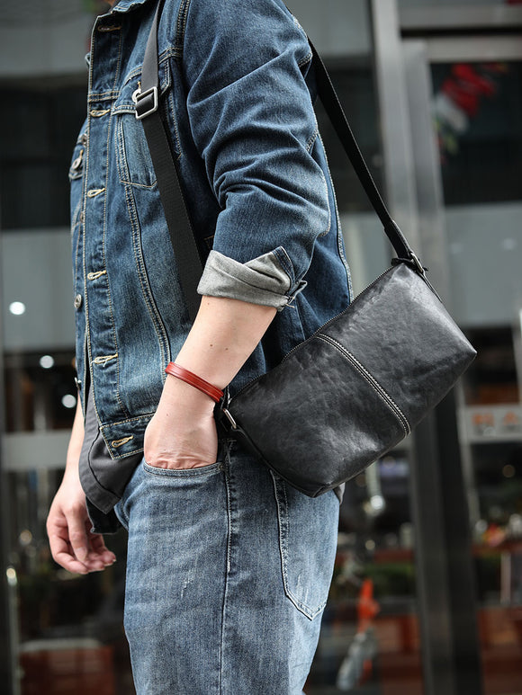 Bolsa Mensajero de Cuero para Hombre - Estilo Casual y Ligero