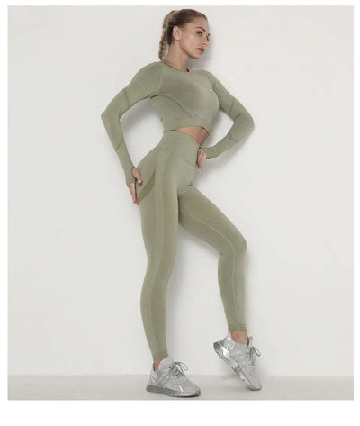 Traje de Yoga Largo Ajustado de Cintura Alta con Manga Larga - Image 26
