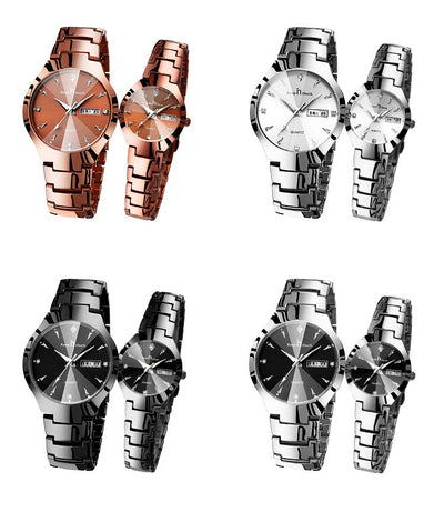 Reloj de Pareja Luminoso con Calendario - Cuarzo Elegante - Image 20