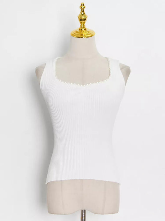 Chaleco Tejido con Cuello Perla Sweetheart para Mujer - Image 13