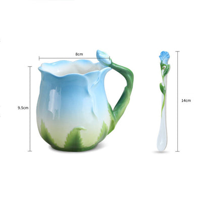 Taza de Cerámica Floral para Café y Té con Diseño Rosa - Image 8
