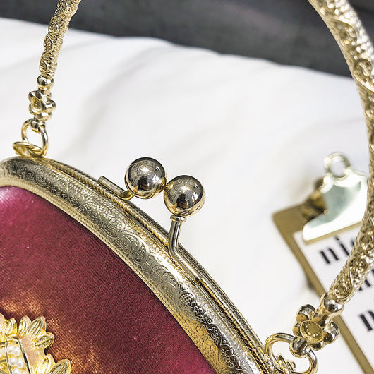 Bolso de Mano Retro Dorado en Terciopelo con Diamantes - Edición Personalizada - Image 11