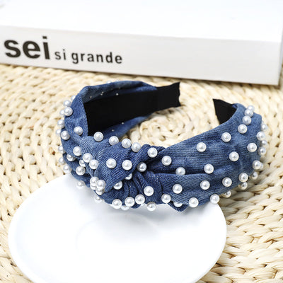Diadema de Denim con Perlas para Mujer - Image 7