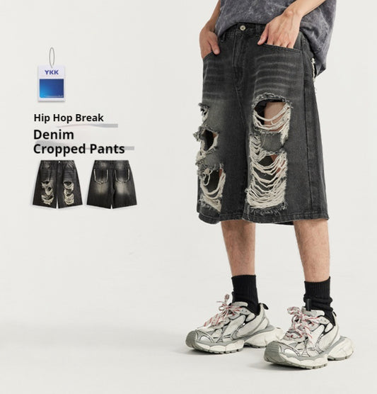 Shorts de Mezclilla Rotos Estilo Hip Hop Urbano - Image 2