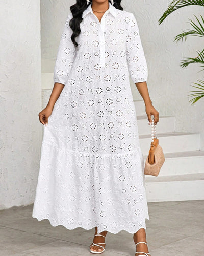 Vestido Camisero de Encaje Calado para Mujer - Image 11