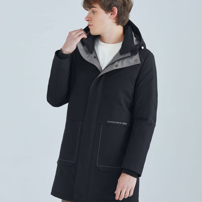 Chaqueta Impermeable de Plumón de Pato Blanco con Capucha para Hombre