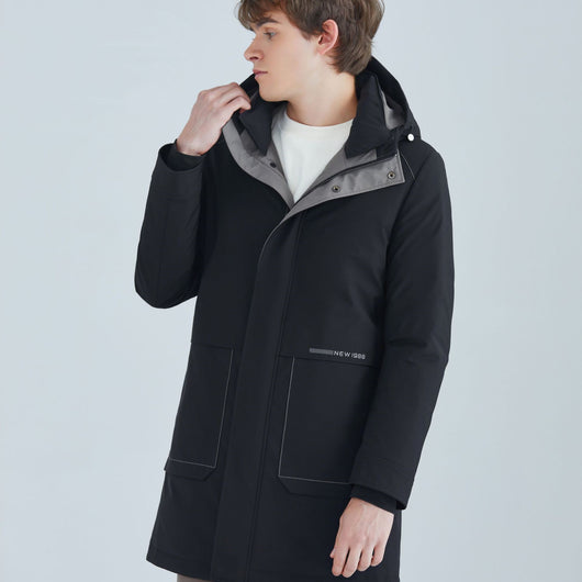 Chaqueta Impermeable de Plumón de Pato Blanco con Capucha para Hombre