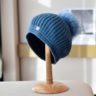 Boina de Lana con Pompón de Piel de Zorro - Estilo Vintage Británico para Otoño e Invierno - Image 16