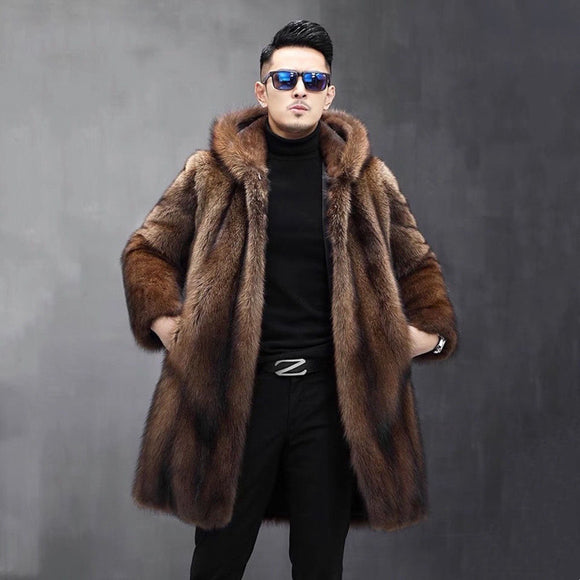 Abrigo Largo de Visón para Hombre - Lujo y Calidez