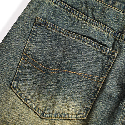 Jeans Vintage Holgados Teñidos Amarillo Barro para Hombre - Image 4