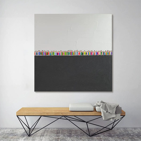 Cuadro Abstracto Moderno Pintado a Mano - Arte Texturizado en Acrílico y Óleo para Sala