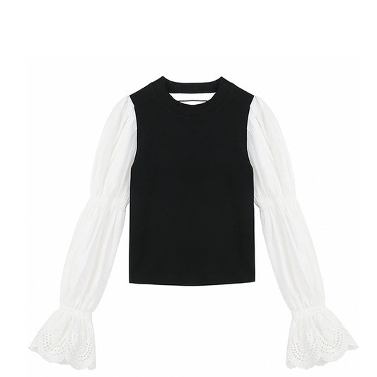 Blusa Tejida Calada con Espalda de Encaje