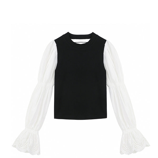 Blusa Tejida Calada con Espalda de Encaje