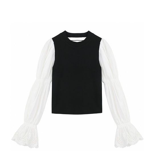 Blusa Tejida Calada con Espalda de Encaje