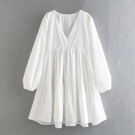 Vestido de Playa Elegante Escote en V Profundo Manga Larga