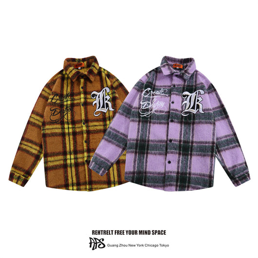 Camisa de Lana Escocesa con Letras Bordadas a Juego de Colores - Image 19