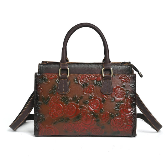 Bolso de Hombro para Mujer en Cuero Genuino con Patrón Grabado Versátil - Image 2