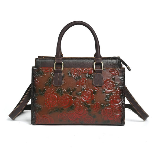 Bolso de Hombro para Mujer en Cuero Genuino con Patrón Grabado Versátil - Image 2
