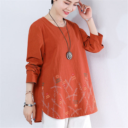 Camiseta Holgada de Algodón Estampada Talla Grande con Manga Larga - Image 2