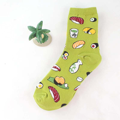Calcetines Medianos de Algodón para Mujer con Diseño de Sushi y Vida Creativa - Image 6