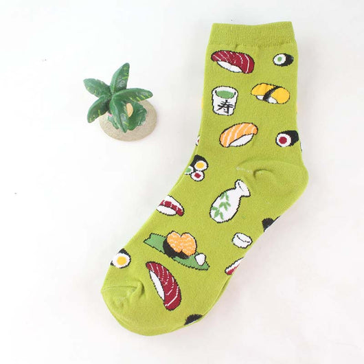 Calcetines Medianos de Algodón para Mujer con Diseño de Sushi y Vida Creativa - Image 6