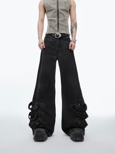 Jeans Rectos Plisados Lavados para Hombre - Estilo Casual Versátil - Image 4