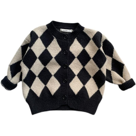 Suéter Infantil Estilo Coreano con Patrón Rombo Holgado - Image 5