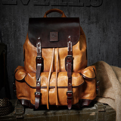 Mochila de Viaje Cuero Genuino Gran Capacidad para Hombre - Image 3