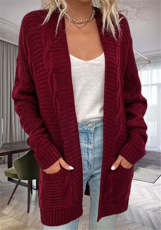Cardigan Retorcido de Punto Medio Largo para Mujer - Image 10
