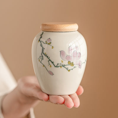 Frasco de Cerámica Pintado a Mano con Tapa de Bambú - Hermético y Portátil - Image 3