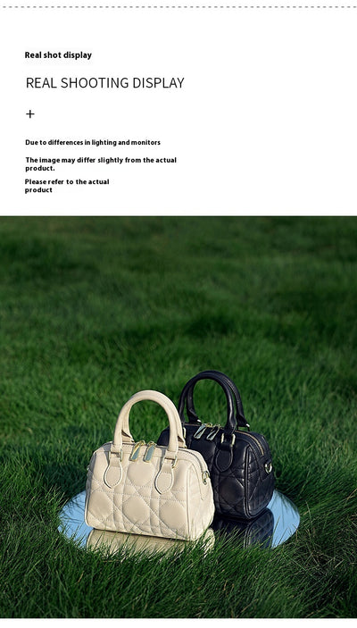Bolso Mensajero Boston de Cuero Genuino con Diseño Rombo - Image 21