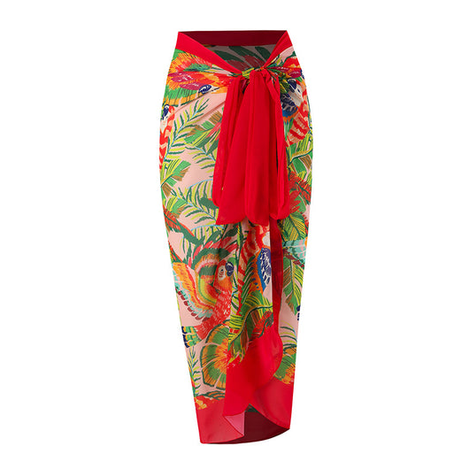 Blue and white floral paisley sarong with a tie waist, perfect as a beach wrap or swimsuit cover-up. - Image 11