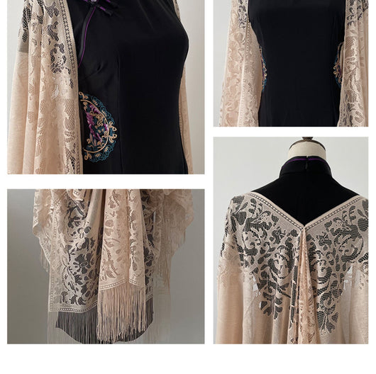 Chal Ligero de Encaje con Flecos para Mujer - Perfecto para Verano - Image 20
