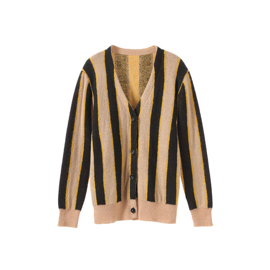 Cardigan Tejido de Rayas Verticales Holgado y Cómodo