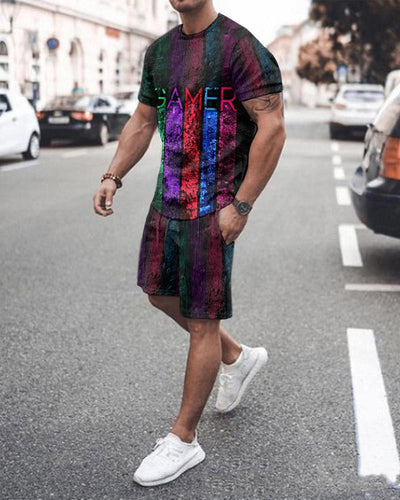 Traje Suelto de Manga Corta 3D para Hombre - Diseño Moderno y Versátil - Image 9