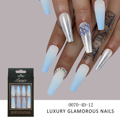 Pegatinas de Uñas Decoradas con Cristales y Escalera Larga - Image 3