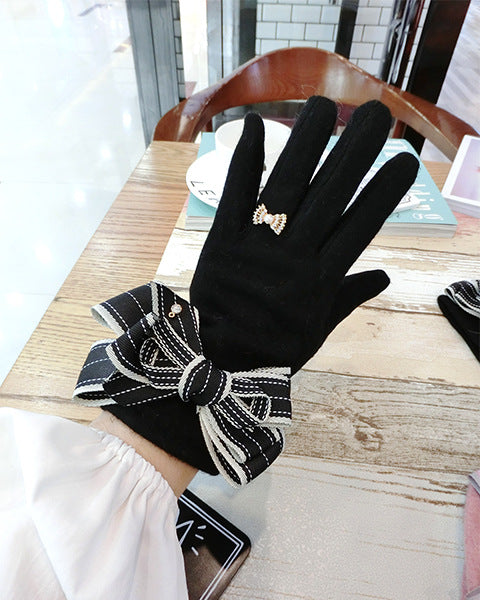 Guantes Acolchados con Moño Multicolor a Rayas - Image 2