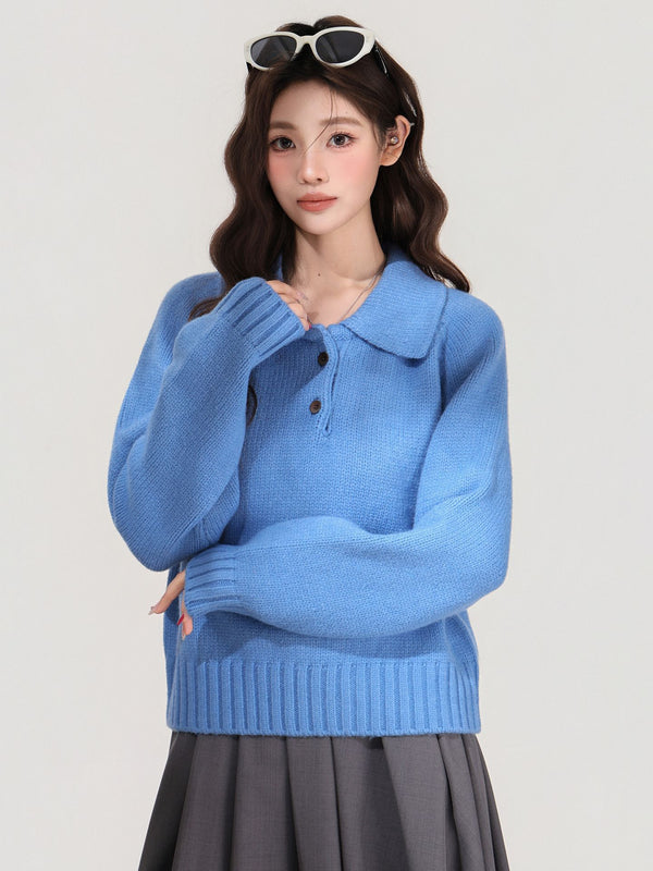 Suéter Tejido Azul con Solapa para Mujer - Image 6