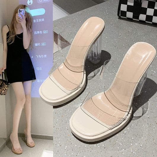 Pantuflas de Tacón Alto Transparente Cristal - Estilo Viral Tendencia - Image 16