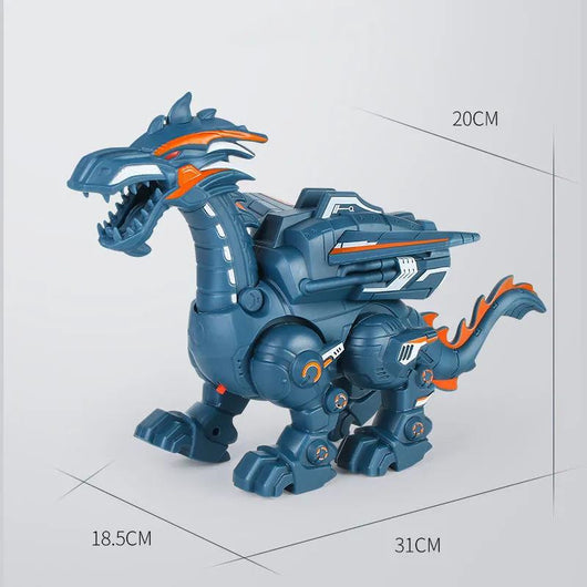 Gray and blue electric mechanical dinosaur toy with clear wings, designed for walking, water spray, and lights. - Image 5