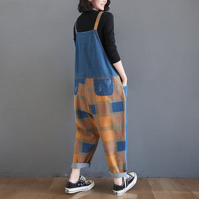 Overol Denim a Cuadros con Estampado Literario Vintage - Image 8