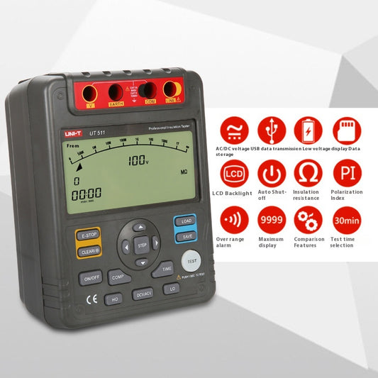 Medidor de Resistencia de Aislamiento 5000V - Megohmetro Digital UT511512513