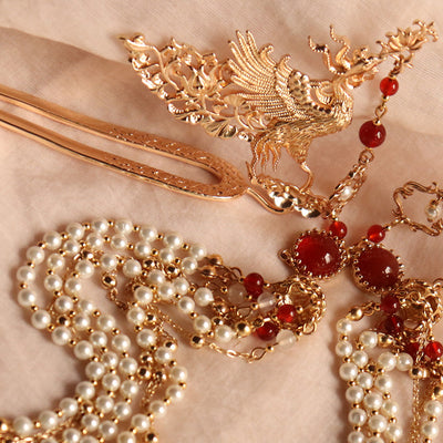 Horquilla Fénix Antigua con Borla de Perlas - Accesorio de Lujo Tradicional - Image 9