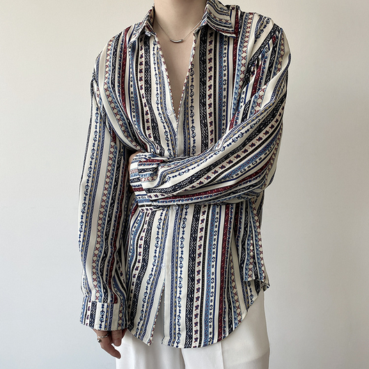 Camisa Retro Europea de Manga Larga para Vacaciones - Image 6