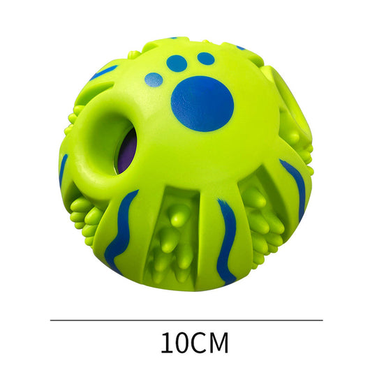 Yellow and green textured dog toy ball with food leakage holes, measuring 10cm in diameter. - Image 18