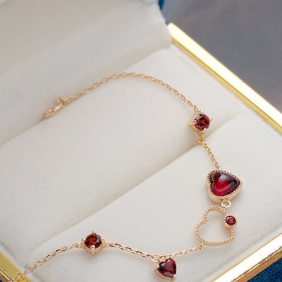 Pulsera Corazón Granate Rojo para Mujer - Image 5