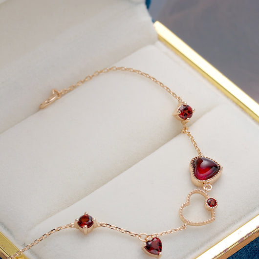 Pulsera Corazón Granate Rojo para Mujer - Image 5